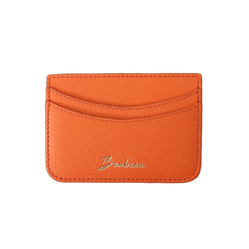 Porte-cartes en cuir - Orange Corail