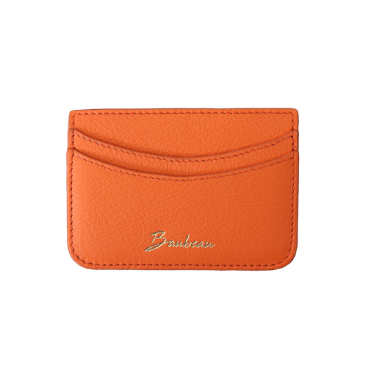 Porte-cartes en cuir - Orange Corail